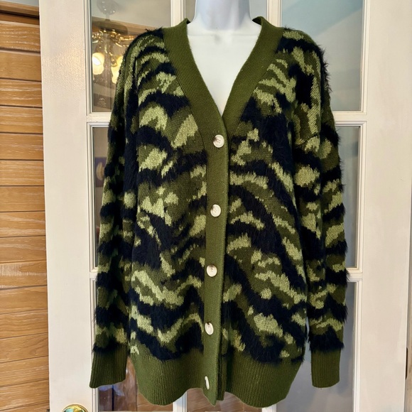 Greylin Jules Army Eyelash Cardigan Sweater Small - Picture 3 of 5